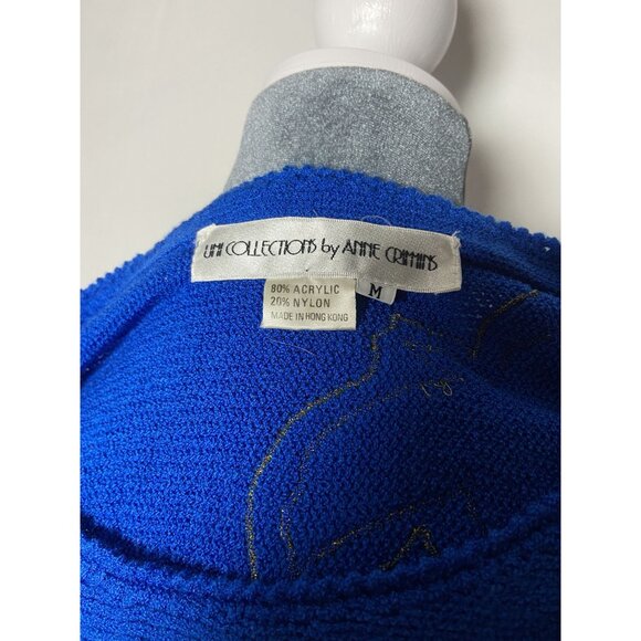 Vintage Blue Floral Sweater By UMI Collections Anne Crimins Sz Medium - Picture 2 of 14